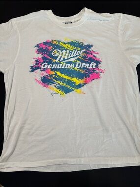 Buckle White Miller Genuine Draft Neon Splash Graphic Tee